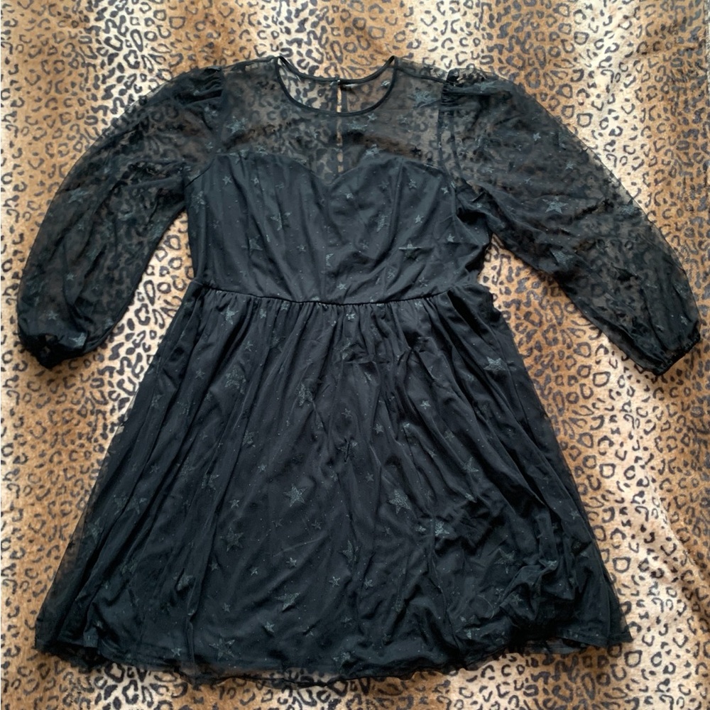 Goth torrid Black Sheer star Sleeve Dress